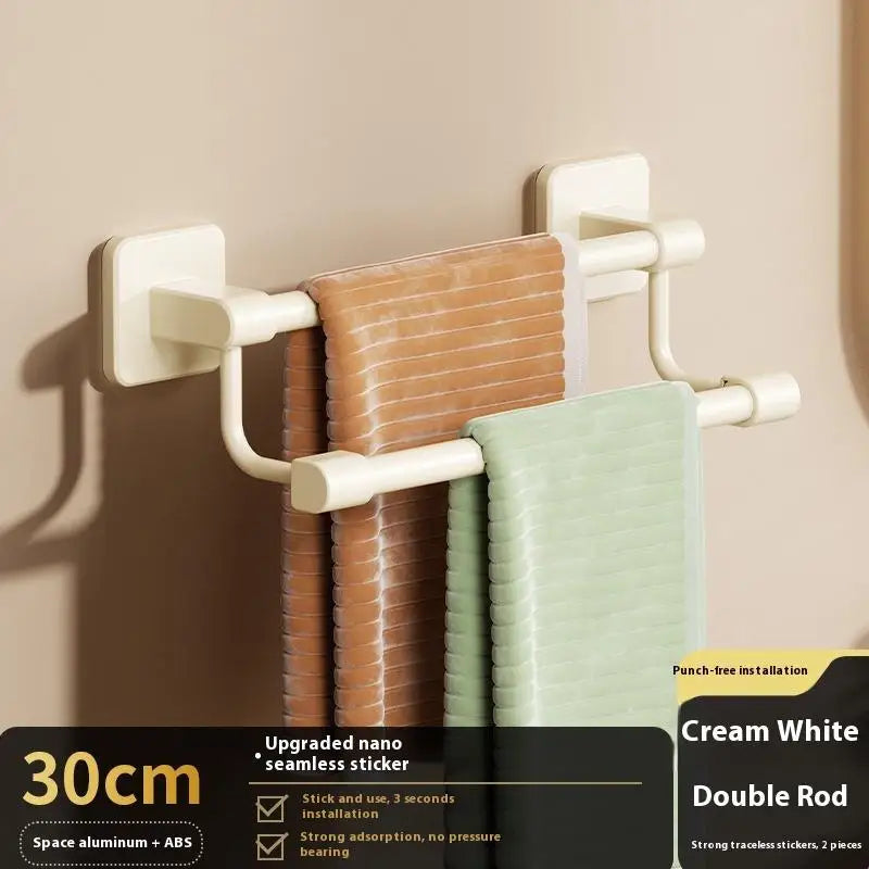 porte serviettes mural argenté moderne adhésif lisse salle bain organisation étagère murale multifonction serviettes