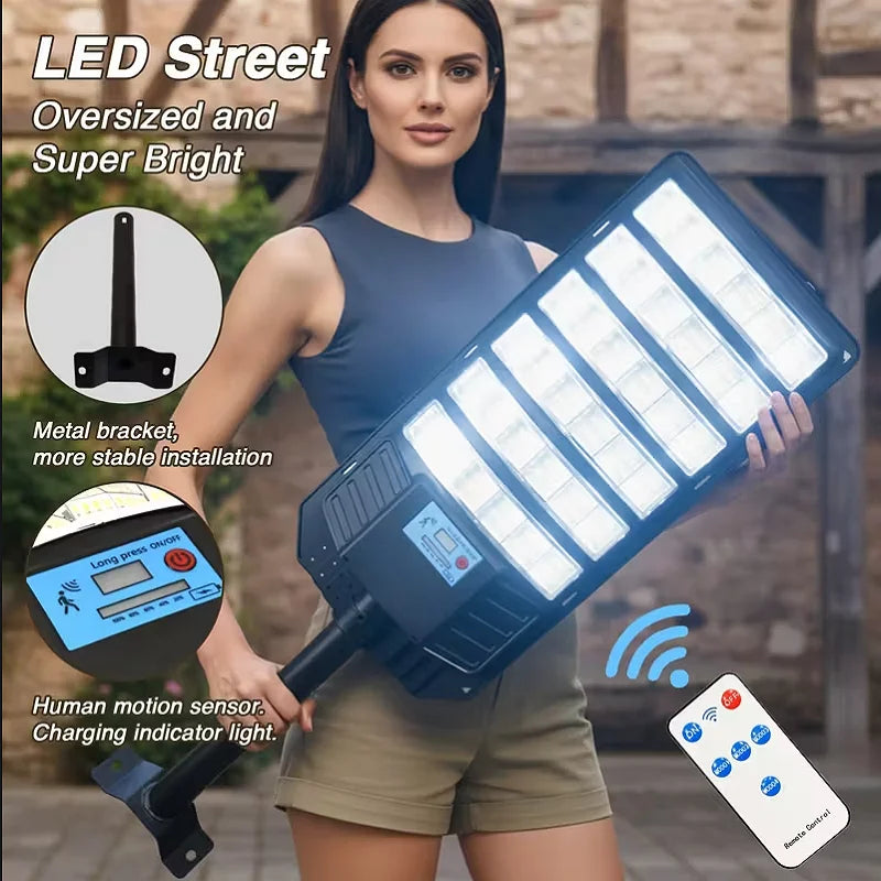 lampe rue led moderne capteur mouvement solaire recharge indicateur lumière
