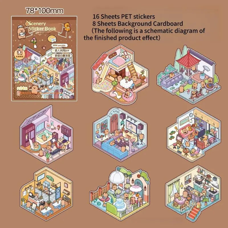 sticker book colorful urban illustrations children cartoon characters paper stickers included