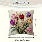 housse coussin décoratif floral tulipes relief coloré zip invisible 45x45cm