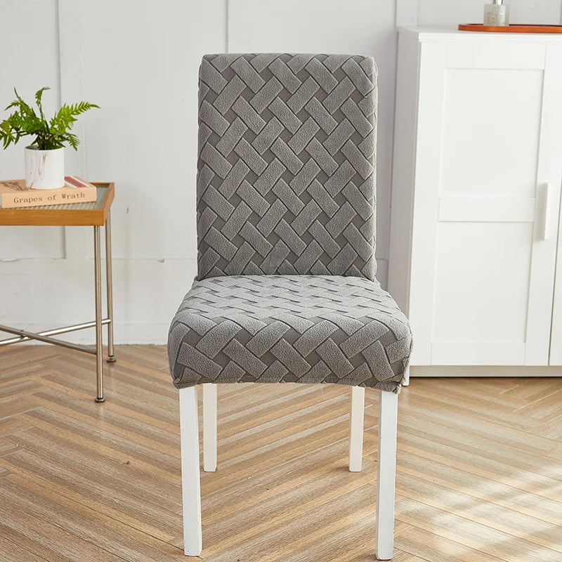 housse chaise moderne tissu géométrique gris élasthanne polyester mariage banquet
