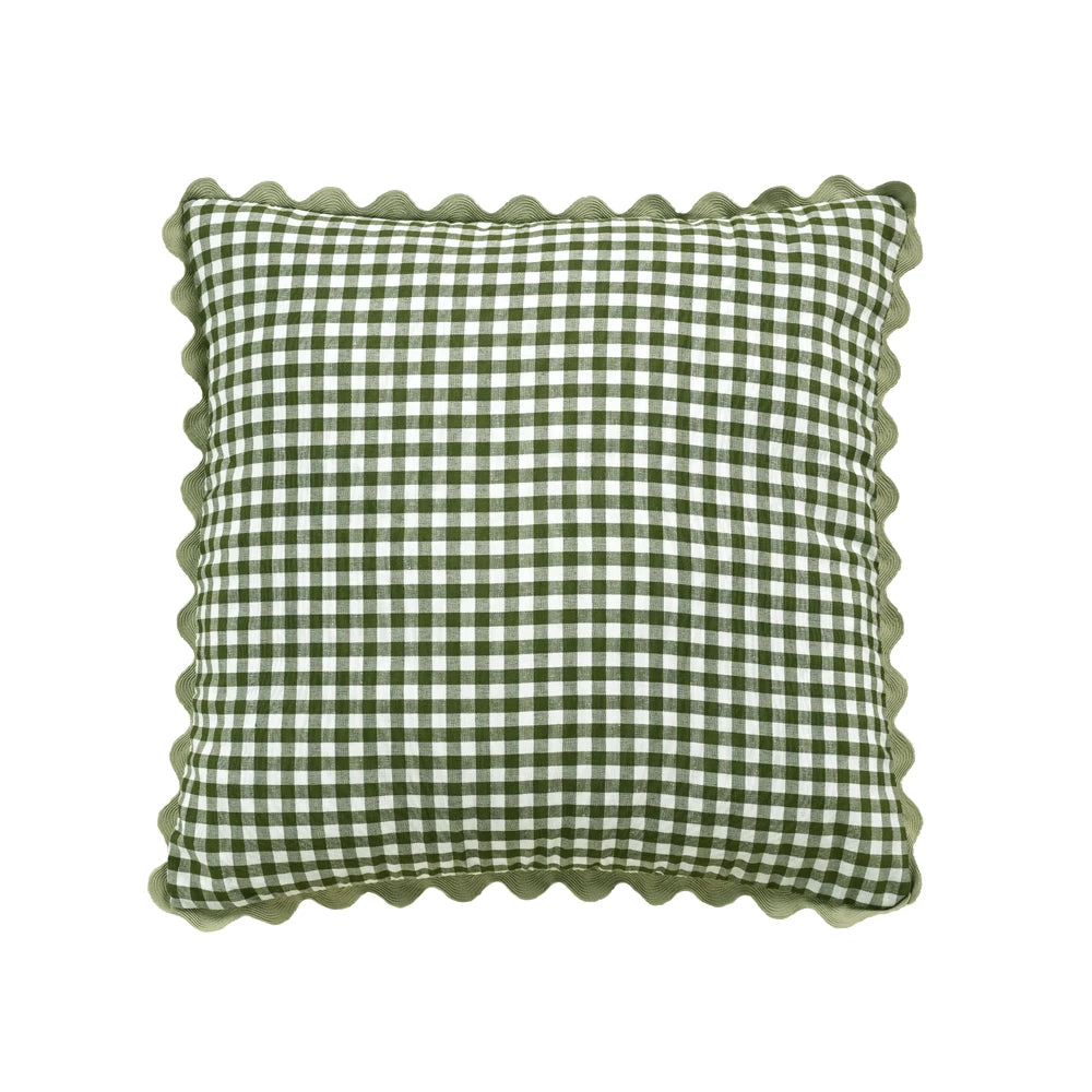 taies d'oreiller carreaux douces moderne confortables lit maison couleurs vert jaune rose orange beige