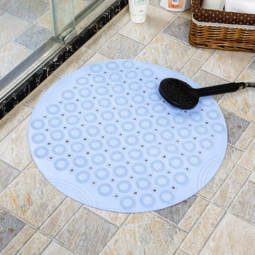 tapis bain antidérapant gris floral motifs points moderne doux drainage