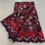 tissu africain brodé paillettes dentelle fleurs polyester mariage décoration robe soirée