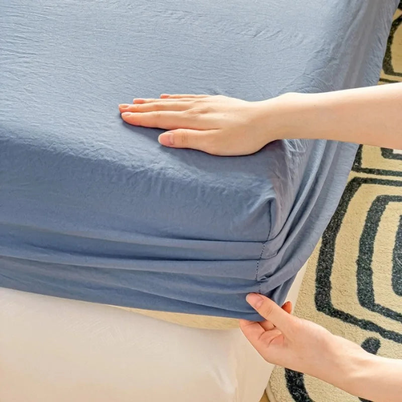 drap plat coton lavé uni moderne lit double grande taille confort doux maison