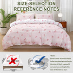 housse couette carreaux nœuds rose blanc moderne literie polyester douce 135x200cm 150x200cm 160x220cm