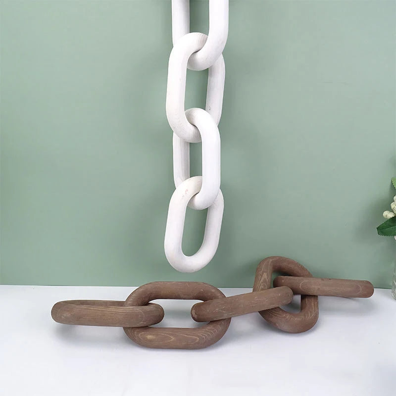 décoration table basse bois maillons chaîne moderne sculpture nœud minimaliste 54cm
