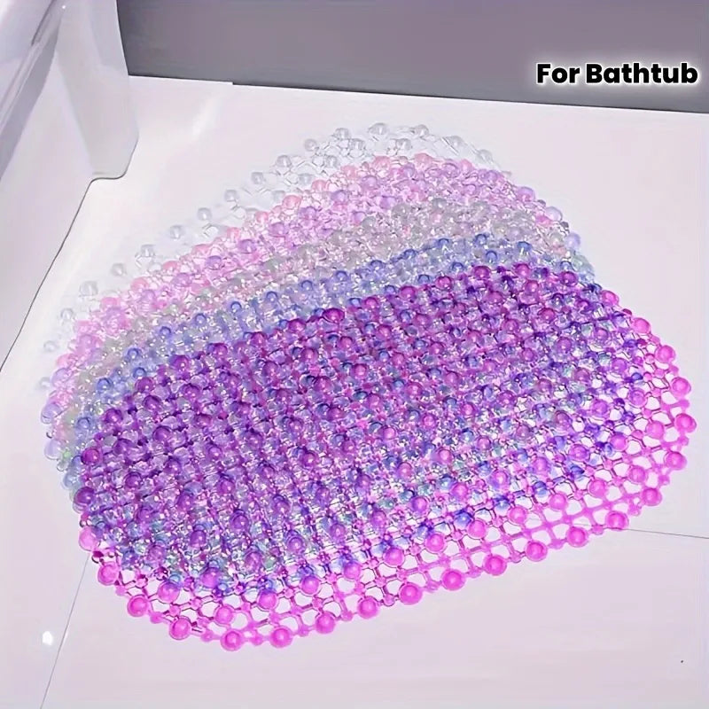 tapis bain antidérapant rose violet bleu transparent maillage billes moderne salle bain sécurité durable