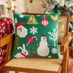 coussin brodé sapin noël rouge vert blanc décoratif festive adhésif étoiles renne père noël