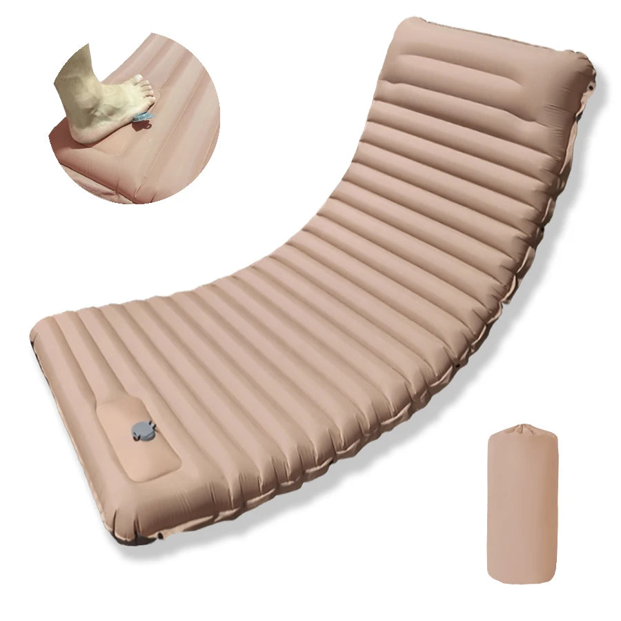 matelas gonflable camping pliant pompe main sac rangement oreiller randonnée