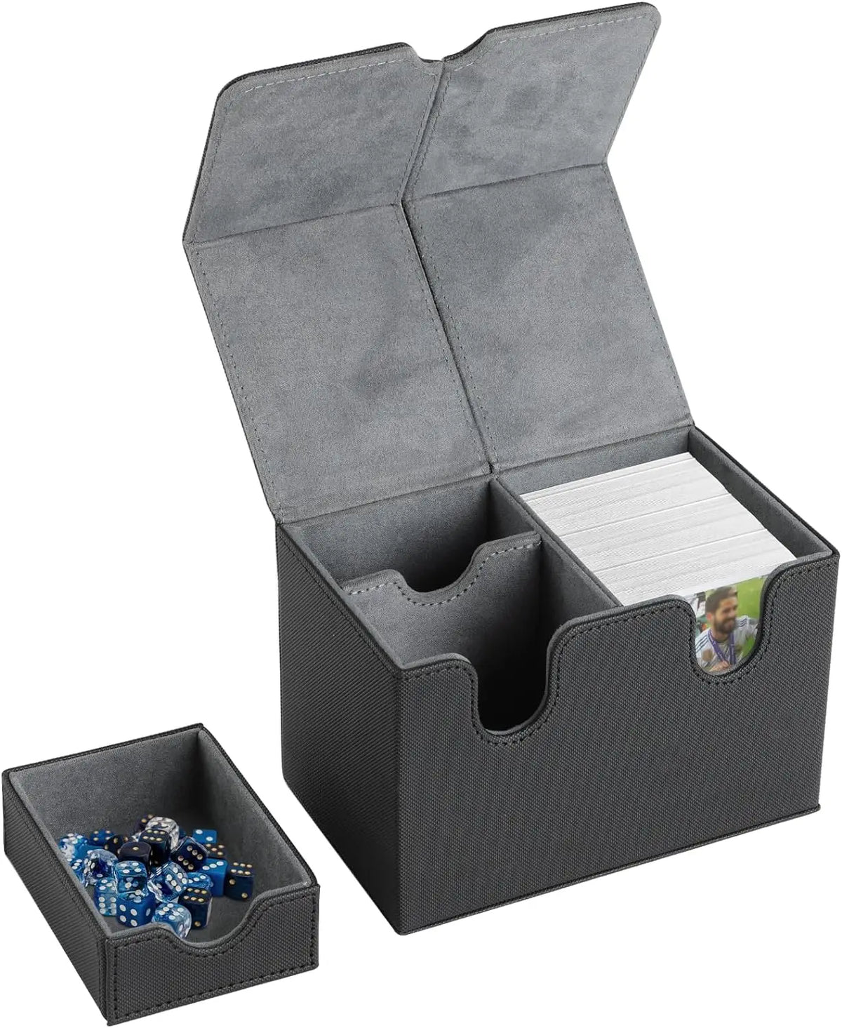 boîte rangement cartes jeu noir rouge texture tissée moderne zippée TOPSON