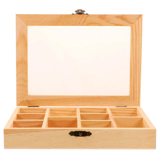 boîte bijoux bois compartiments transparent couvercle diy enfant créative organisation trésors rustique