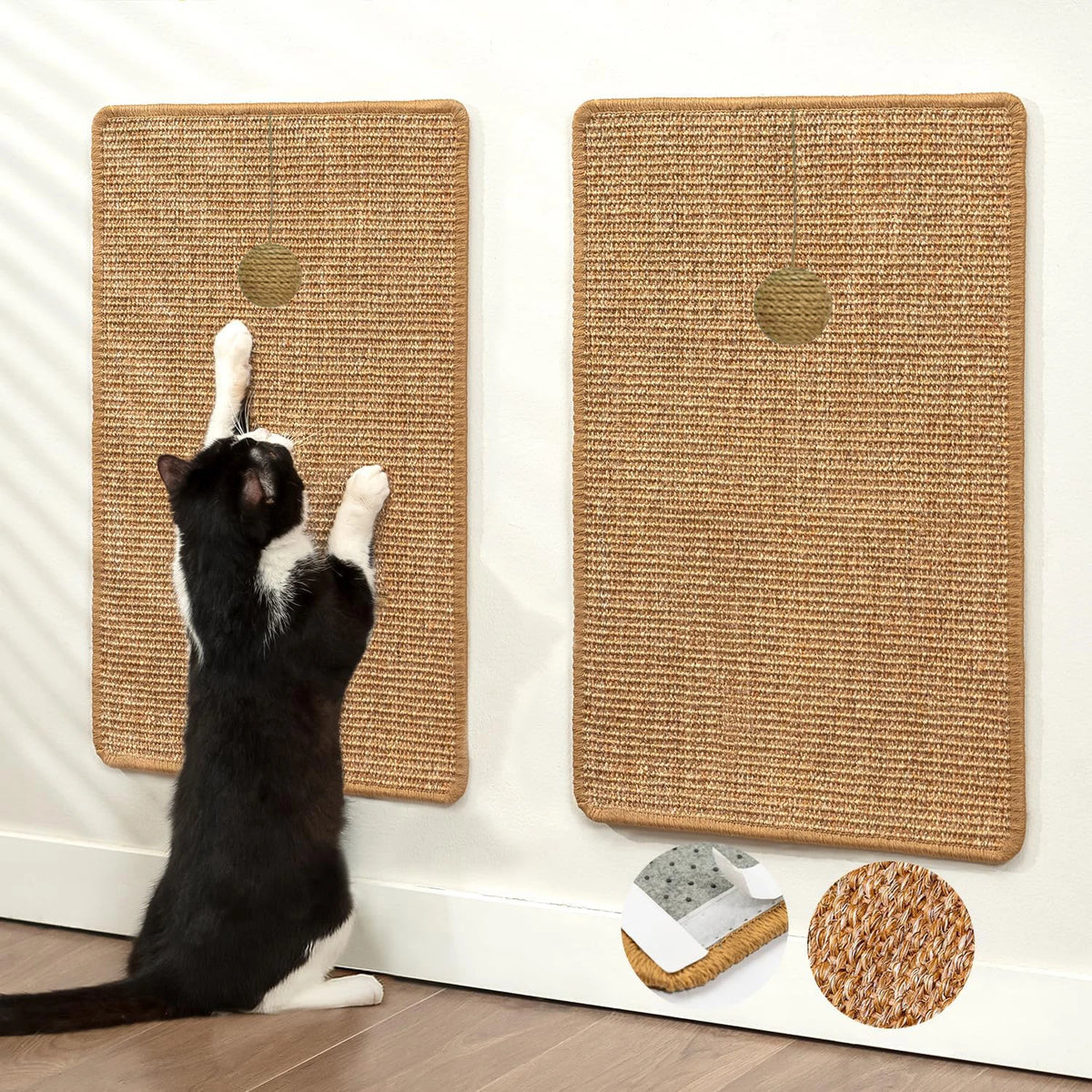 tapis gratter chat sisal naturel moderne adhésif fibreux texturé beige marron blanc