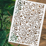 stencils diy opaques feuilles branches floral artisanal blanc vert clair brun clair a4 peinture