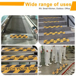 ruban autocollant anti dérapant jaune noir watch your step sécurité maison entreprise