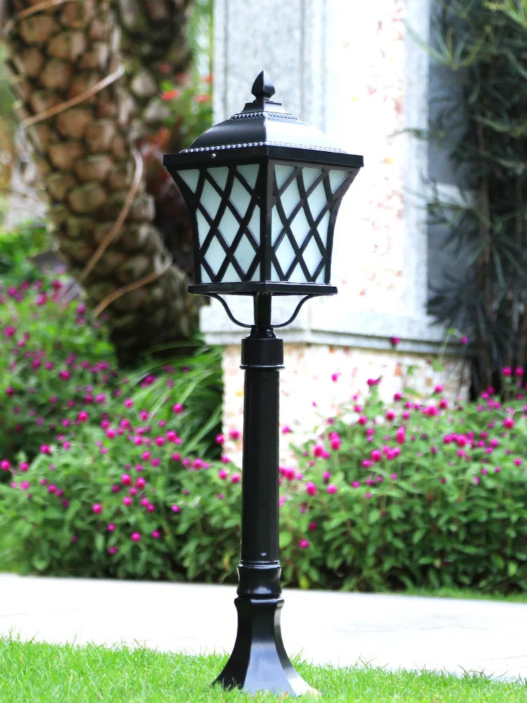 lampe sol extérieure ip65 noir bronze led 2492000lm grille ajourée classique vintage aluminium