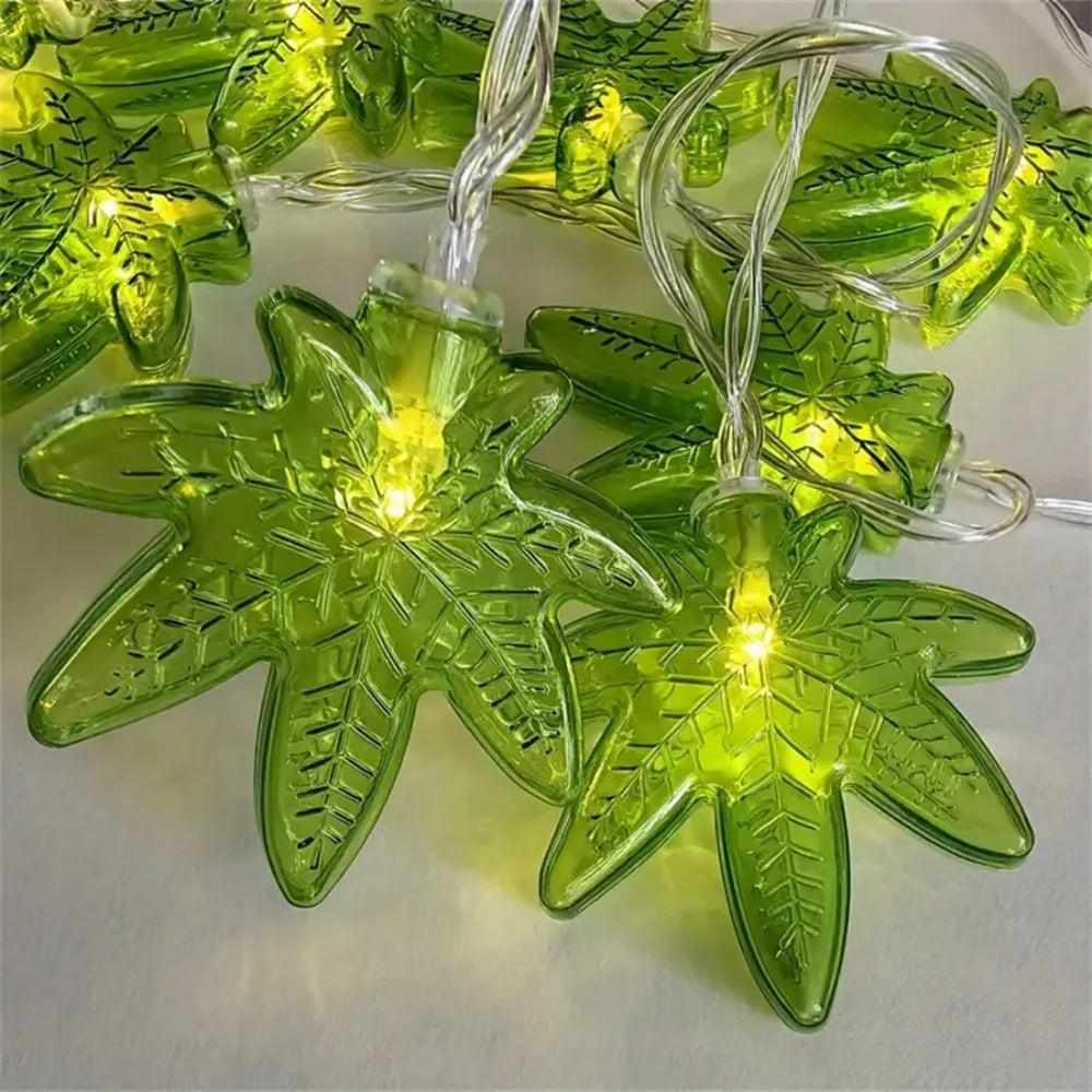 guirlande lumineuse feuilles vertes led 10 diodes 3m batterie anniversaire décoration chambre