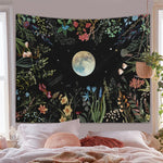 tapisserie polyester floral lunaire papillons champignons étoiles feuilles clips romantique fantaisie naturel