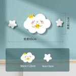 décoration murale enfant lune nuages étoiles adhésif pvc blanc rose verte