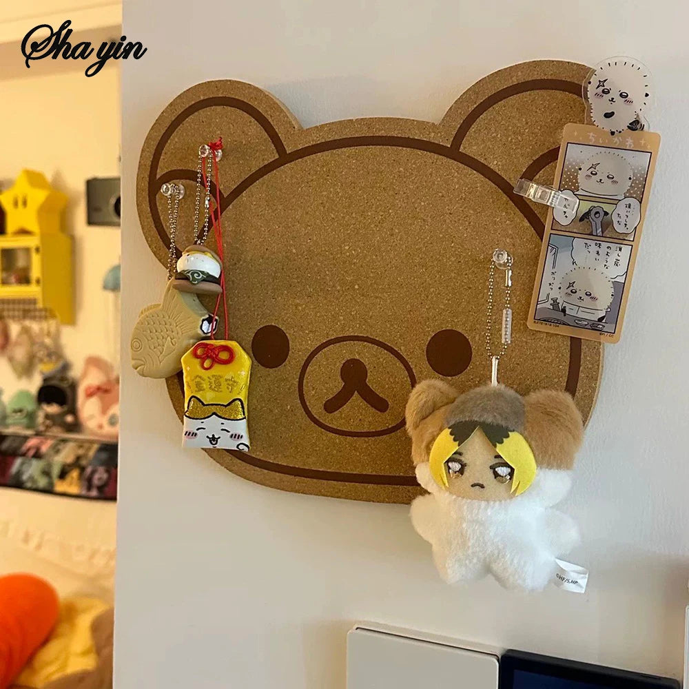 panneau décoratif ours rilakkuma porte clés manga fleurs séchées kawaii mignon polaroid papier fané