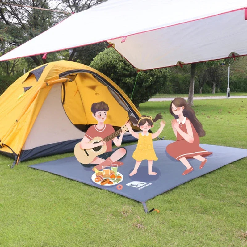 tapis sol camping oxford 210d étanche 2000mm waterproof personnes beiges bleu marine uni pratique