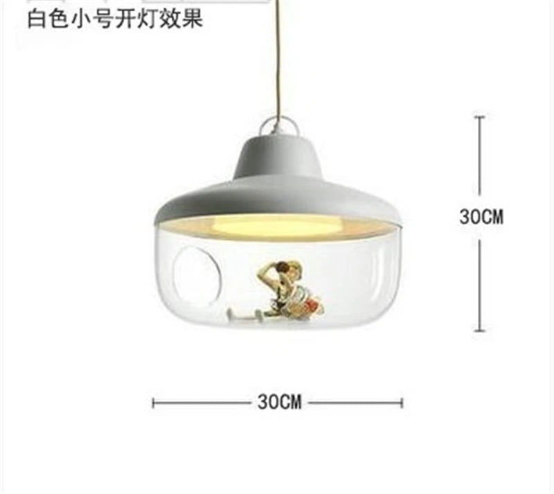 pendants led suspension chambre salon original oiseaux enfants dinosaures abatjour transparent Blanc