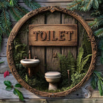 panneau decoratif mural bois naturel rond vintage rustique salle bains