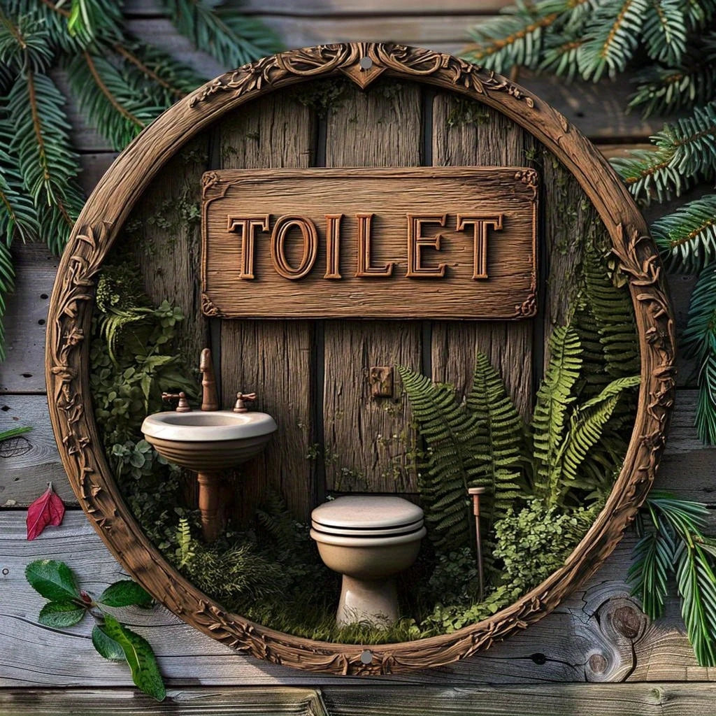 panneau decoratif mural bois naturel rond vintage rustique salle bains