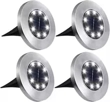 lampe solaire argentée moderne led extérieure jardin acier inoxydable commutateur