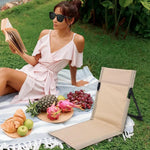 chaise pliable moderne portable clips sac rangement beige noir extérieur camping plage
