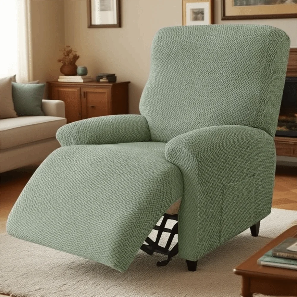 housse élastique antidérapante fauteuil inclinable noir gris vert clair tissu motifs moderne poche