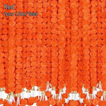 guirlandes artificielles fleurs pompons jaune rouge orange festives traditionnelles