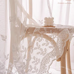 rideau blanc brodé feuilles moderne translucide fenêtre maison inclusion accessoires traitement