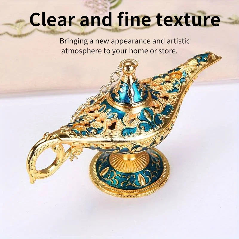 lampe huile art nouveau ornement floral métal or petite taille chaîne