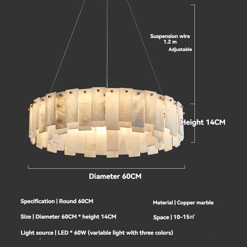 lustre suspension moderne marbre blanc doré lampe suspendue salon luxe table manger élégant