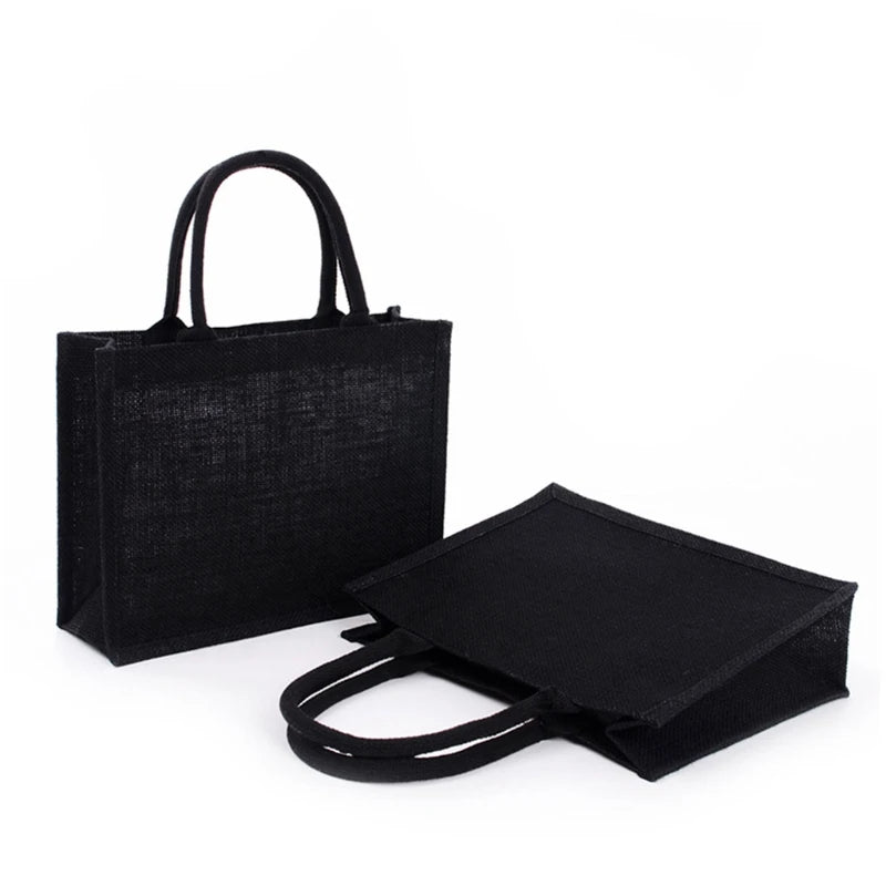 sac main jute noir utilitaire réutilisable pliable mariage festif organisateur cadeaux