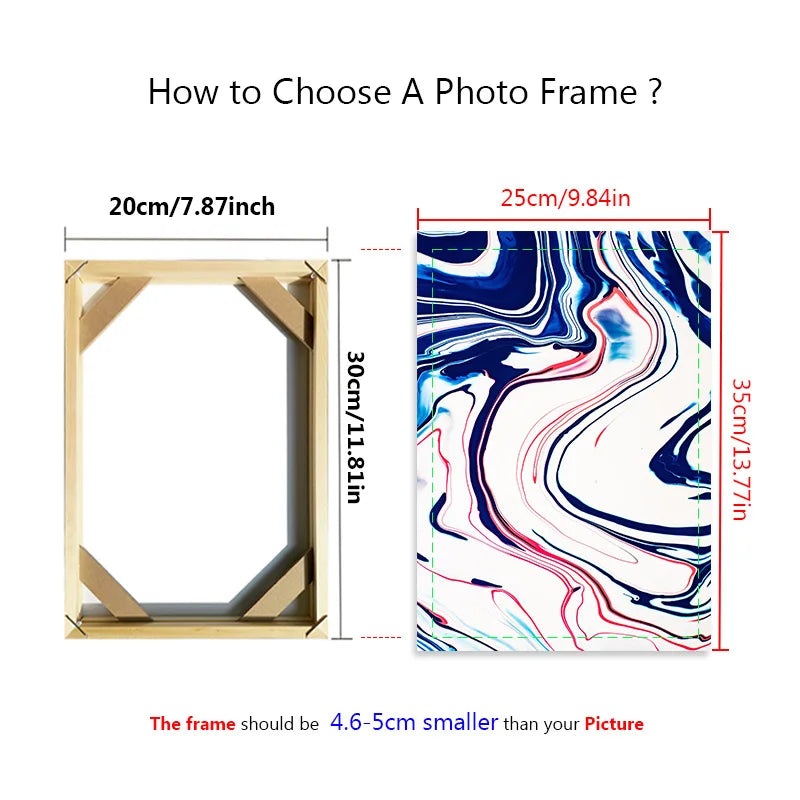 Cadre photo moderne minimaliste clips bois naturel abstrait 40x60cm 45x65cm