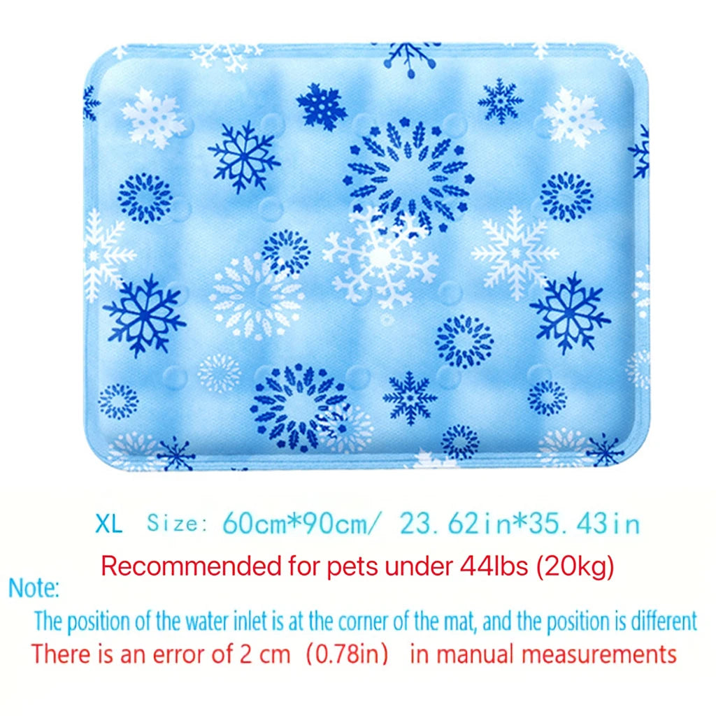 tapis refroidissement animal flocons neige polaire bleu clair moderne double bouchon orifice remplissage sécuritéintérieur