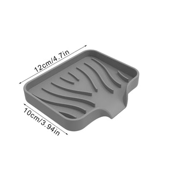 support savon gris blanc moderne adhésif rayures horizontales drainage anti dérapant cuisine salle bain