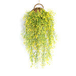 panier suspendu tressé rotin marron clair marron foncé beige clair traditionnel anneau métallique plantes