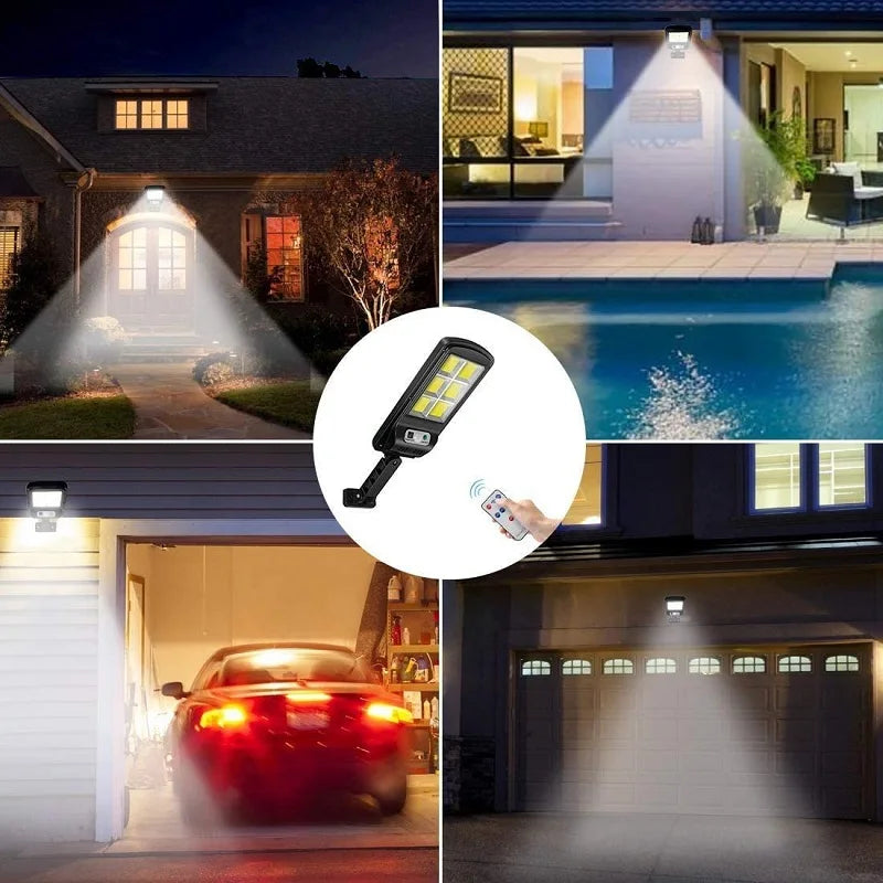lampe solaire extérieure imperméable led noire moderne autoéclairante télécommande 72000lm
