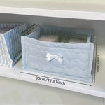 paniers rangement coton pois carreaux rayures ours rose clair blanc bleu clair beige texturé