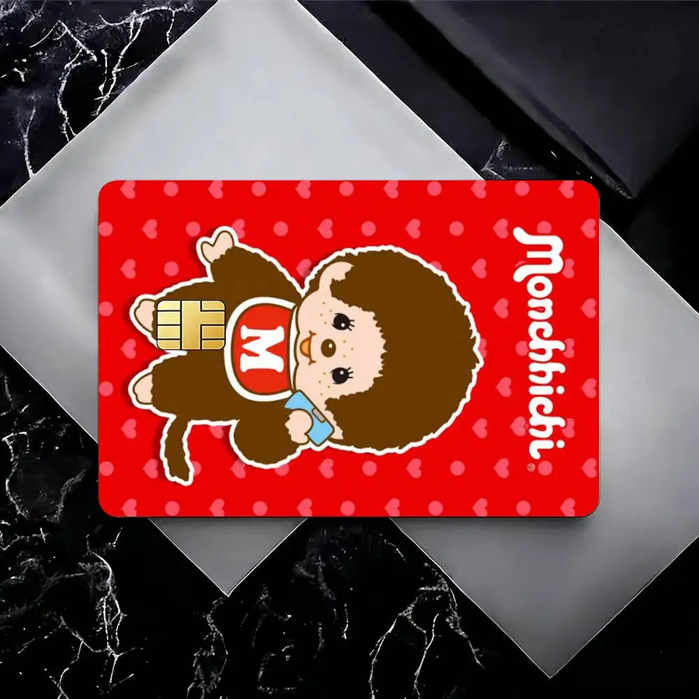 autocollants cartes visite illustration animée monchhichi coeurs géométriques réutilisables étanches single piece package