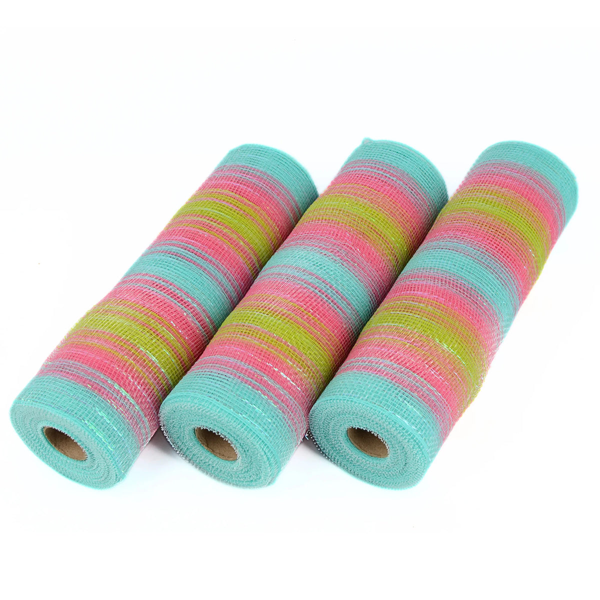 ruban filet polyester rayures horizontales rose bleu vert clair moderne 10 pouces large 10
