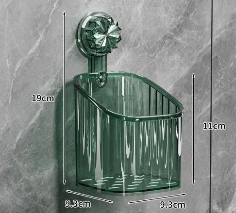 panier rangement mural transparent rayures moderne fixation suction cosmétiques flacons toilette