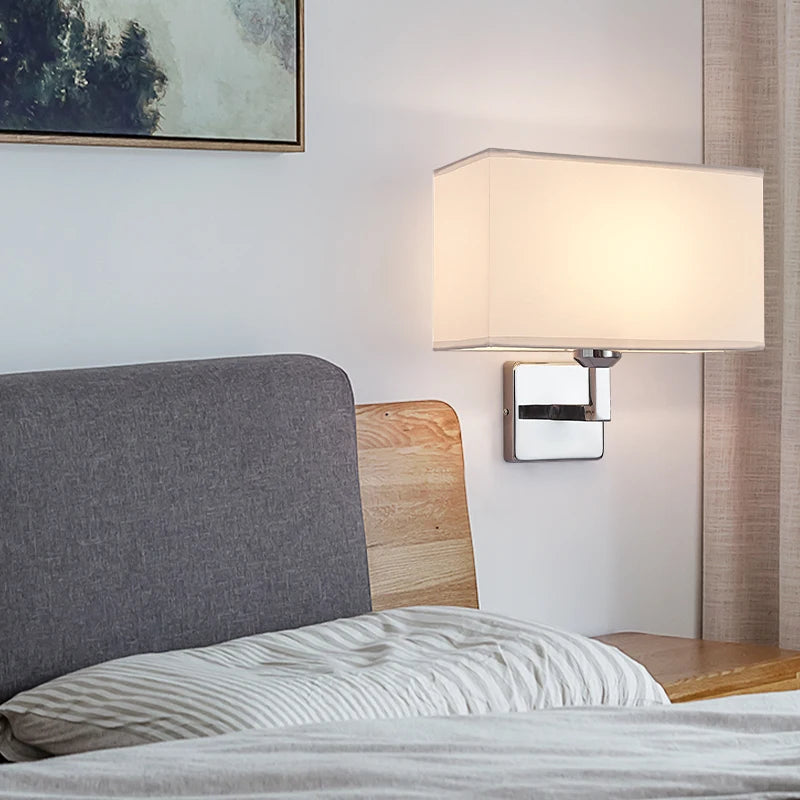 lampe murale moderne LED beige tissu fixée mur éclairage chambre salle manger