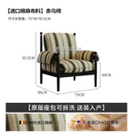 fauteuil classique marron rayures horizontales coussin sofa bois minimaliste moderne salon