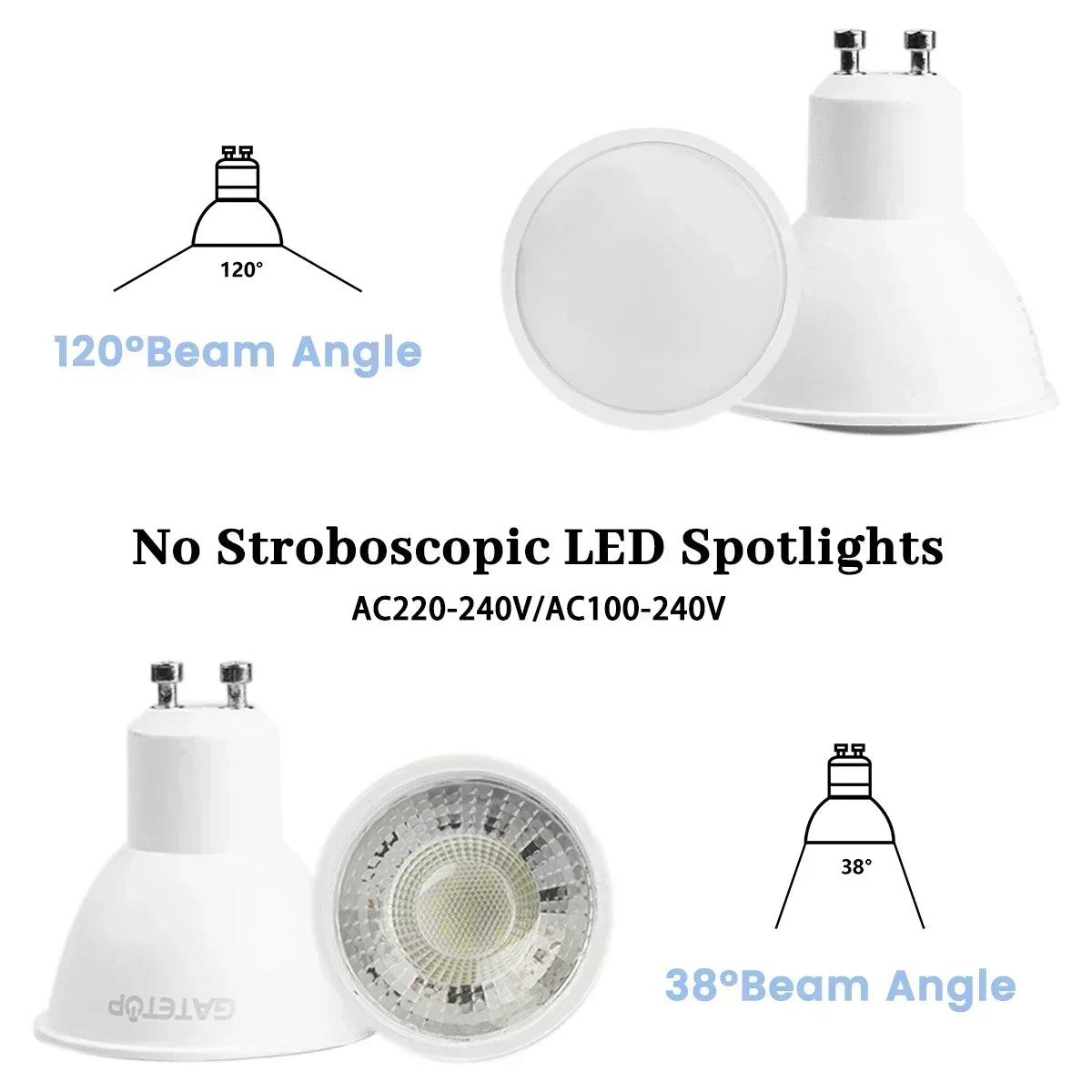 projecteur led gu10 9w blanc moderne 120 degrés 3000k 4000k 6000k transparent salon