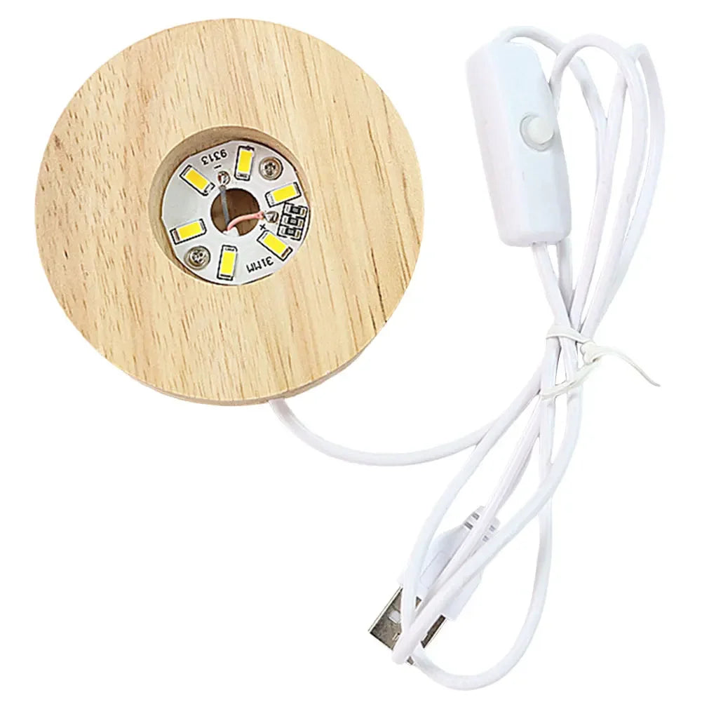 base lumineuse led bois naturel moderne câble usb interrupteur adhésif minimaliste chambre blanc