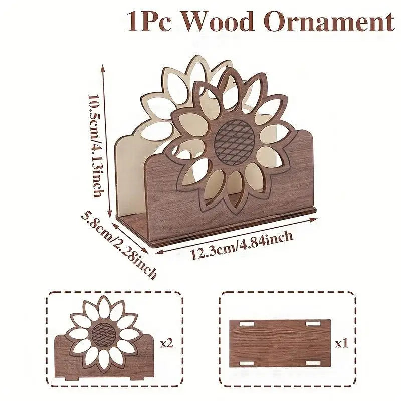 porte serviettes bois moderne tournesol marron clair décoration salle manger contemporain